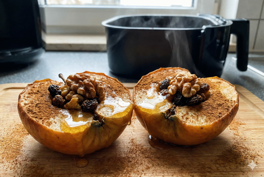Maçã recheada na air fryer