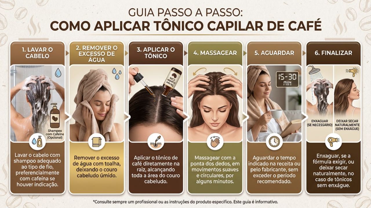 O tônico de café estimula o crescimento e reduz a queda capilar.