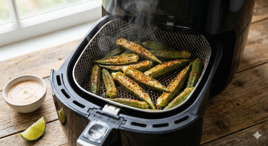 Esse petisco de quiabo fica tão crocante que parece snack industrializado