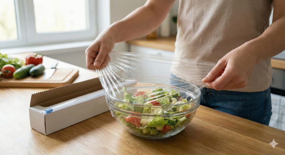 O plástico-filme ajuda a criar uma vedação mais eficiente