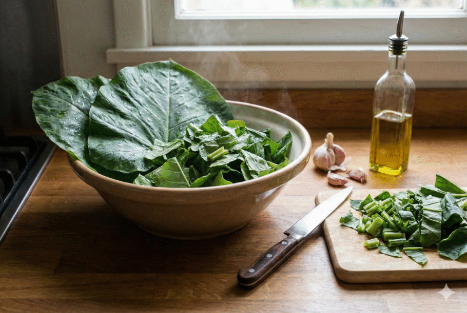 As folhas de taioba precisam ser sempre cozidas antes do consumo, pois cruas podem causar irritação