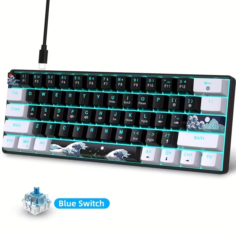 O teclado gamer da HXSJ sai por R$147,55 na Temu