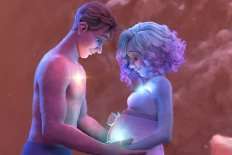Sem diálogos, o curta transforma o luto gestacional em uma experiência sensorial guiada por dança, música e simbolismo visual (Imagem: Reprodução digital | Disney+)