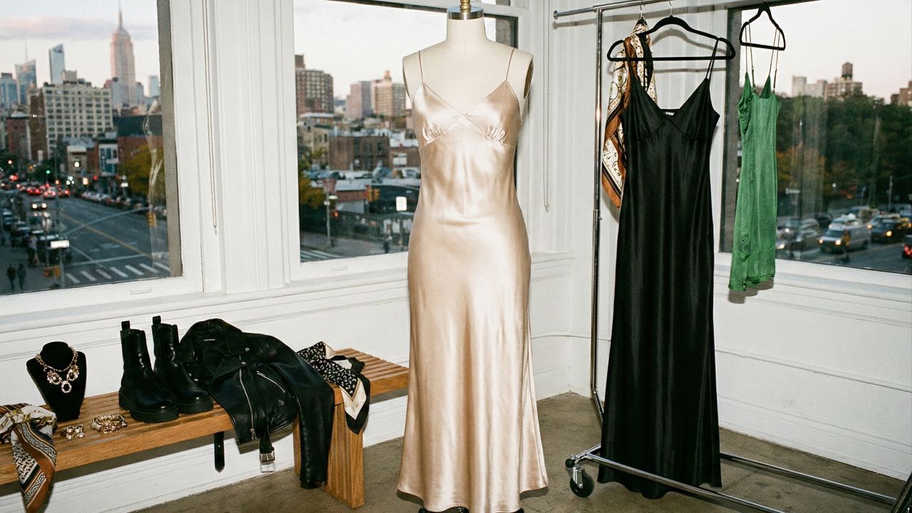 O vestido de cetim é uma peça elegante e versátil que valoriza qualquer silhueta ou ocasião.