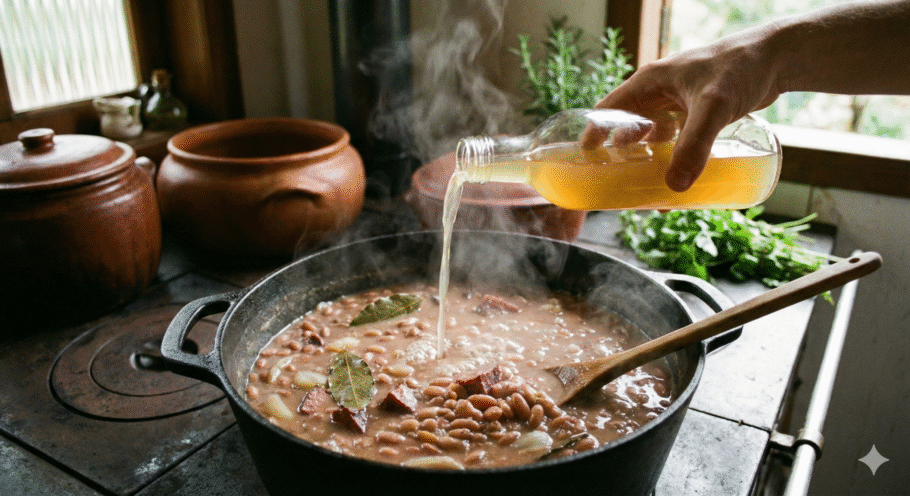 O vinagre realça o sabor do feijão sem deixá-lo ácido