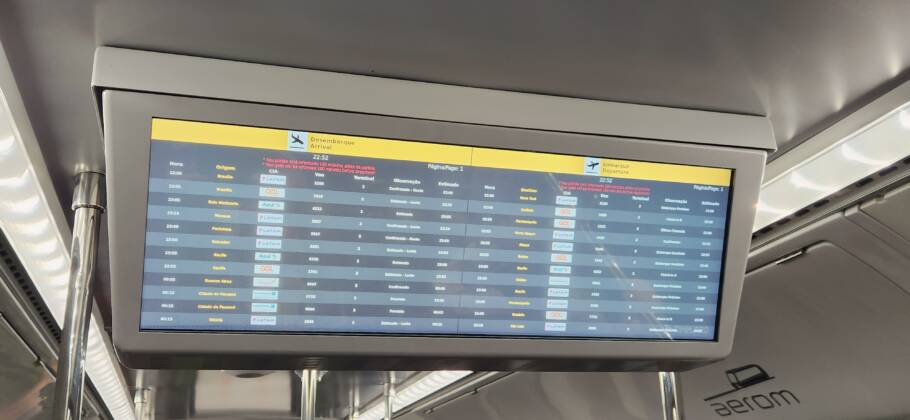 Painel informativo de chegadas e partidas do aeroporto de Guarulhos