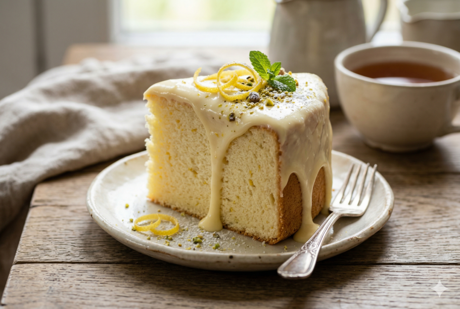 Receita de bolo de limão leve e aerado com cobertura cremosa
