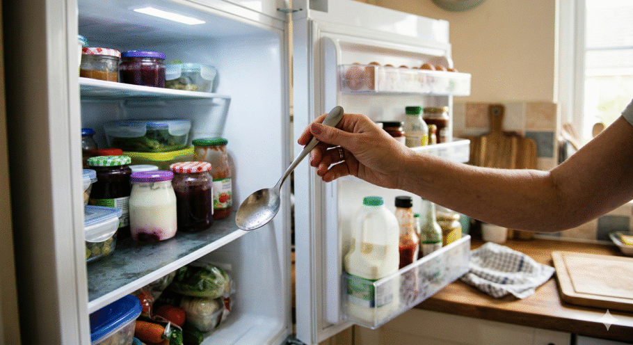 O recomendável é deixar a colher na geladeira por pelo menos 10 minutos