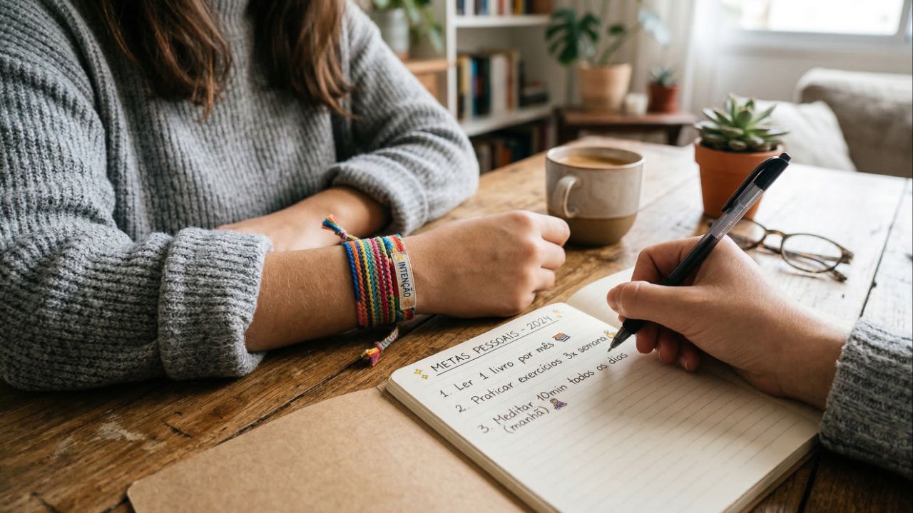 A fita no pulso materializa intenções e reforça o compromisso com relações saudáveis.