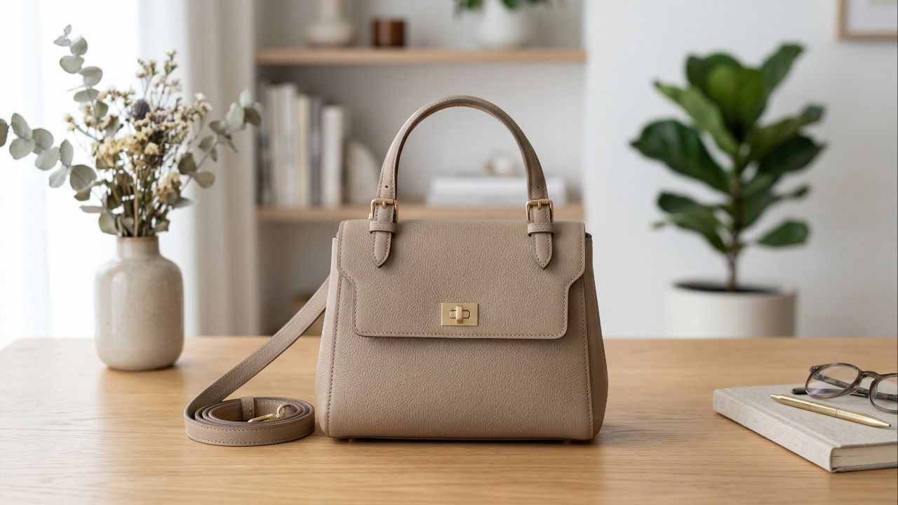 Bolsas pequenas e estruturadas em materiais naturais são a aposta de luxo sustentável para 2026.