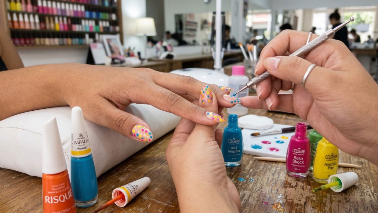 Unhas de bolinha são a tendência moderna favorita entre celebridades e influenciadoras.