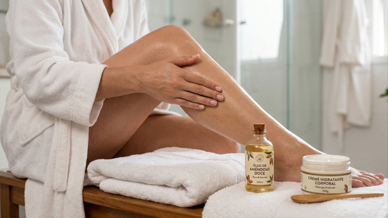 Misturar óleo e creme na pele úmida garante hidratação e maciez.