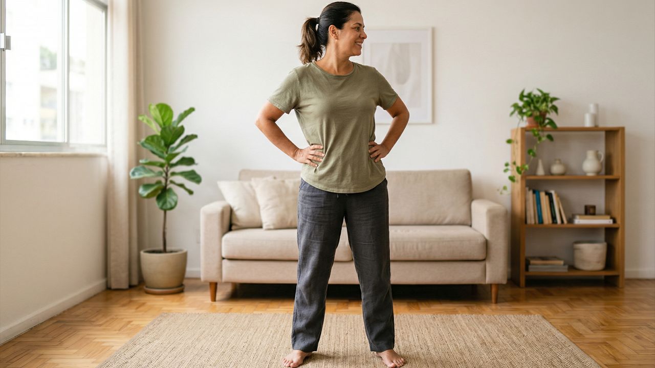 Exercícios leves de 5 minutos estimulam o intestino e combatem o estufamento.