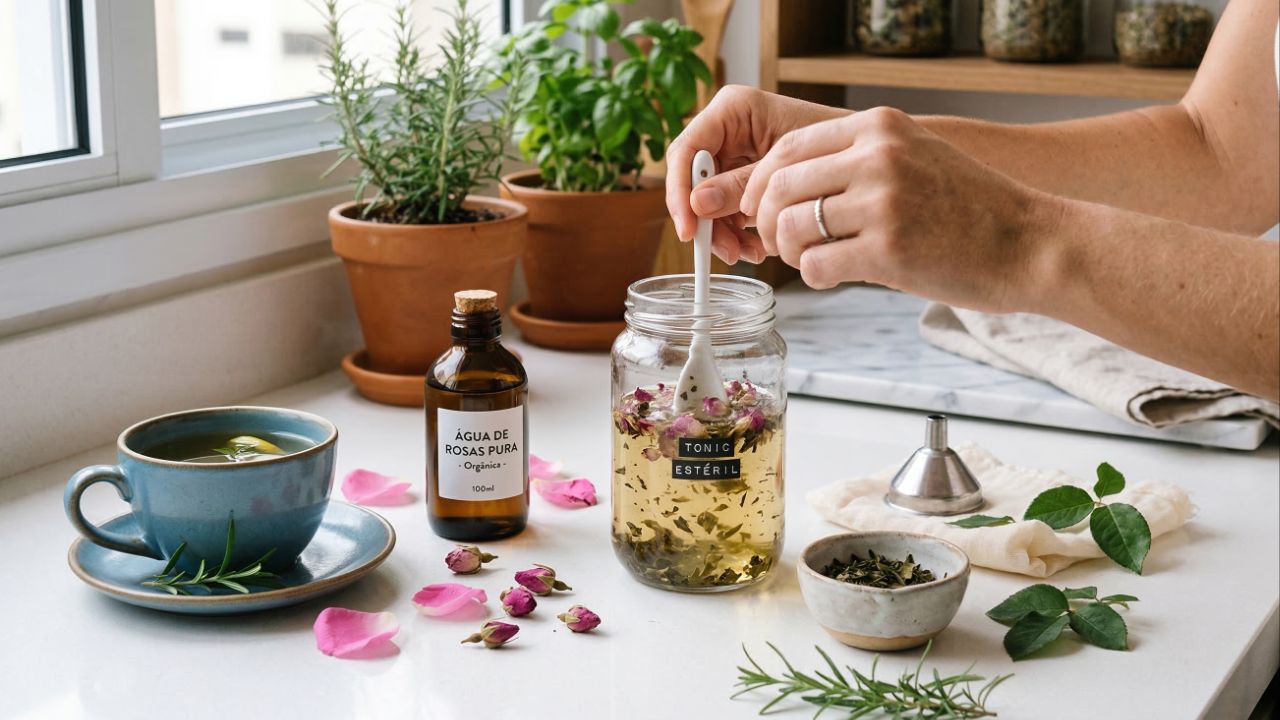 O mix de chá verde e rosas tonifica e prepara a pele, mas exige cautela no preparo caseiro.