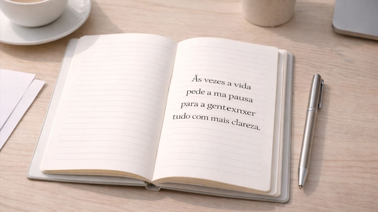 Mantenha frases de reflexão em locais visíveis para criar pausas conscientes na rotina.
