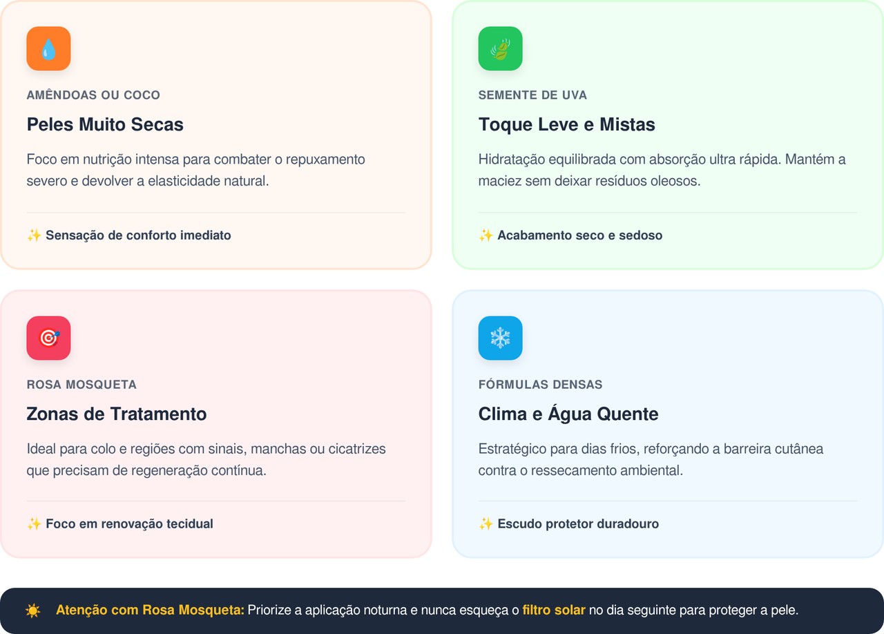Como escolher o óleo natural para o corpo que traz conforto e viço após os 50