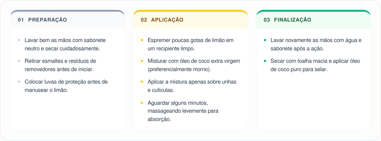 Aprenda a usar óleo de coco e limão nas unhas sem manchar para conquistar mãos rejuvenescidas