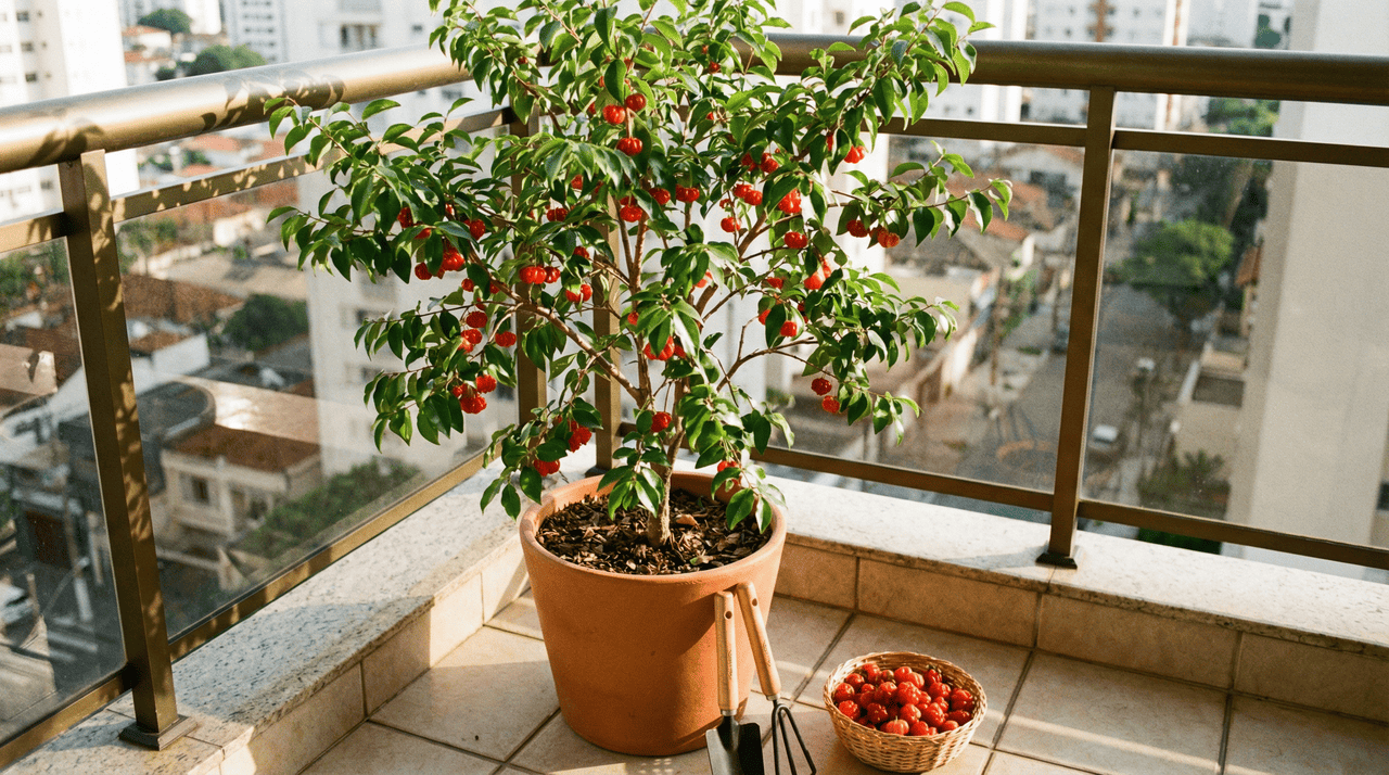 A pitanga é uma frutífera de pequeno porte que se adapta com facilidade ao confinamento das raízes