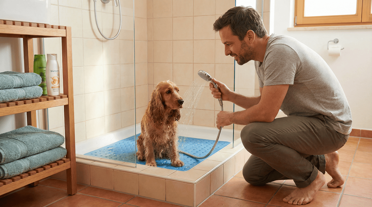 O banheiro precisa ser um local convidativo e seguro para evitar que o animal tente fugir desesperadamente durante o processo.