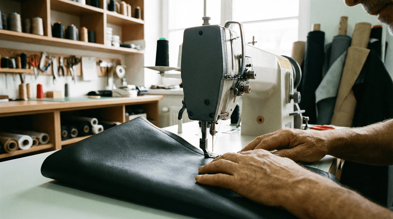 O sintético 0.8 possui uma superfície plastificada que gera alto atrito quando entra em contato com a base metálica ou o calcador padrão da máquina de costura comum