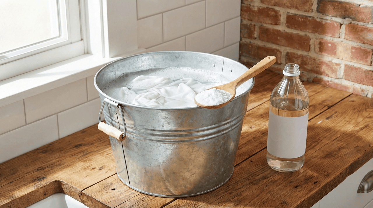 A preparação é simples, rápida e não exige nenhum equipamento especial além de um balde ou bacia de tamanho adequado para as peças que serão tratadas