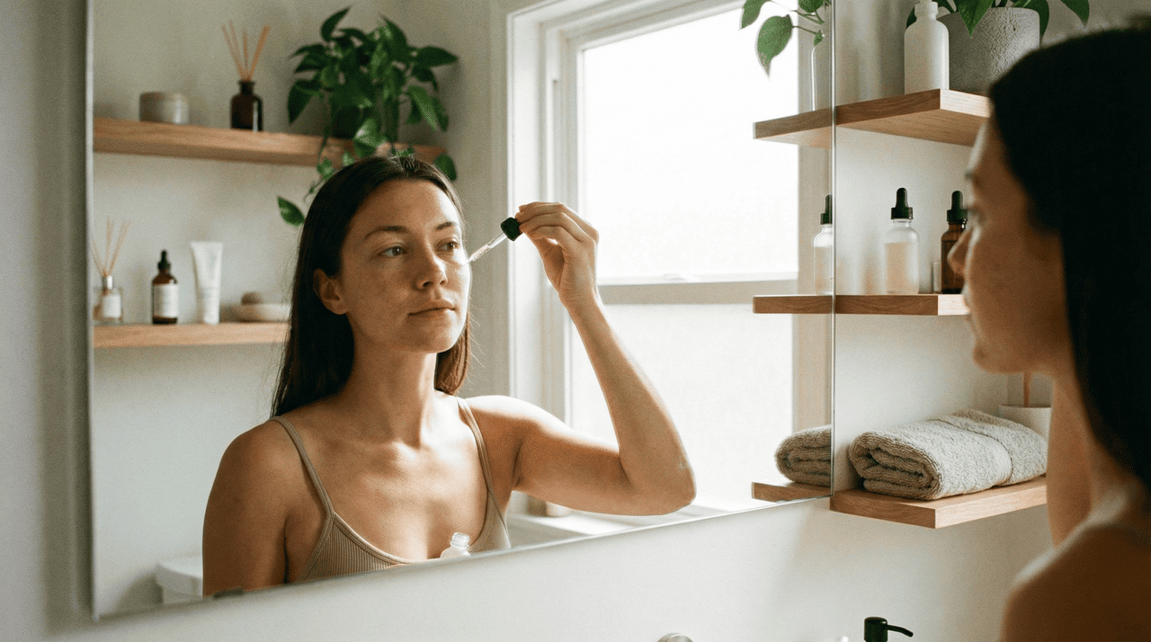 O sérum facial é um produto fluido, geralmente aquoso ou levemente viscoso, que concentra ingredientes ativos em doses mais altas do que um creme comum