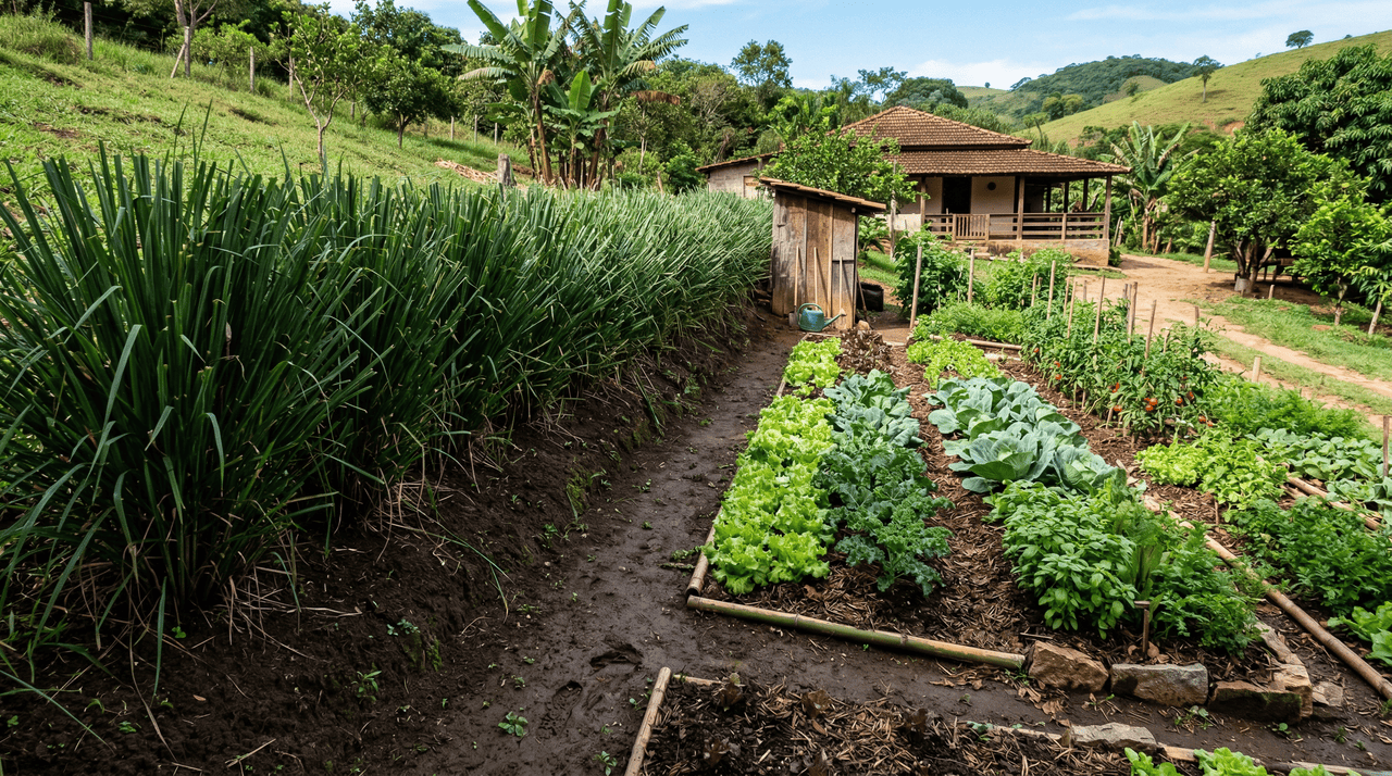 A erosão causada por chuvas intensas é um dos problemas mais sérios em jardins, quintais em terreno inclinado e propriedades rurais
