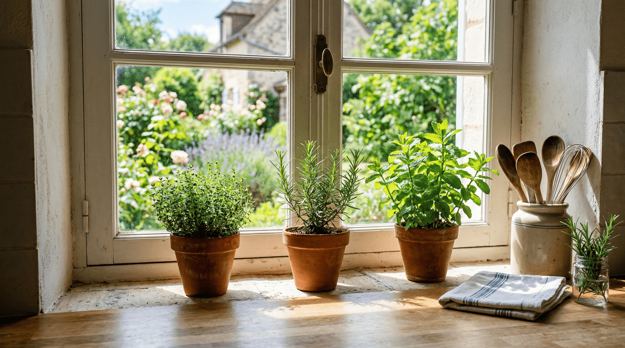 A seleção de ervas mantidas dentro das cozinhas francesas não é aleatória