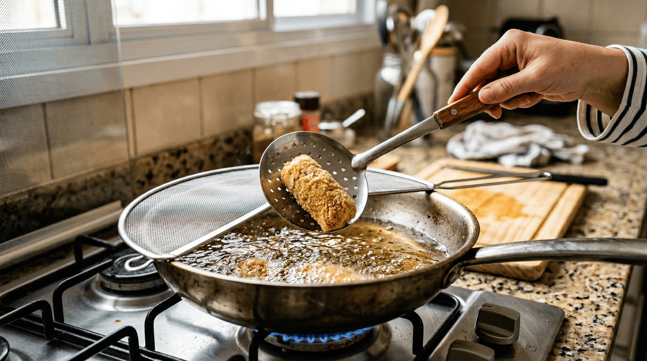 A técnica que cozinheiros profissionais utilizam antes de qualquer fritura é surpreendentemente simples