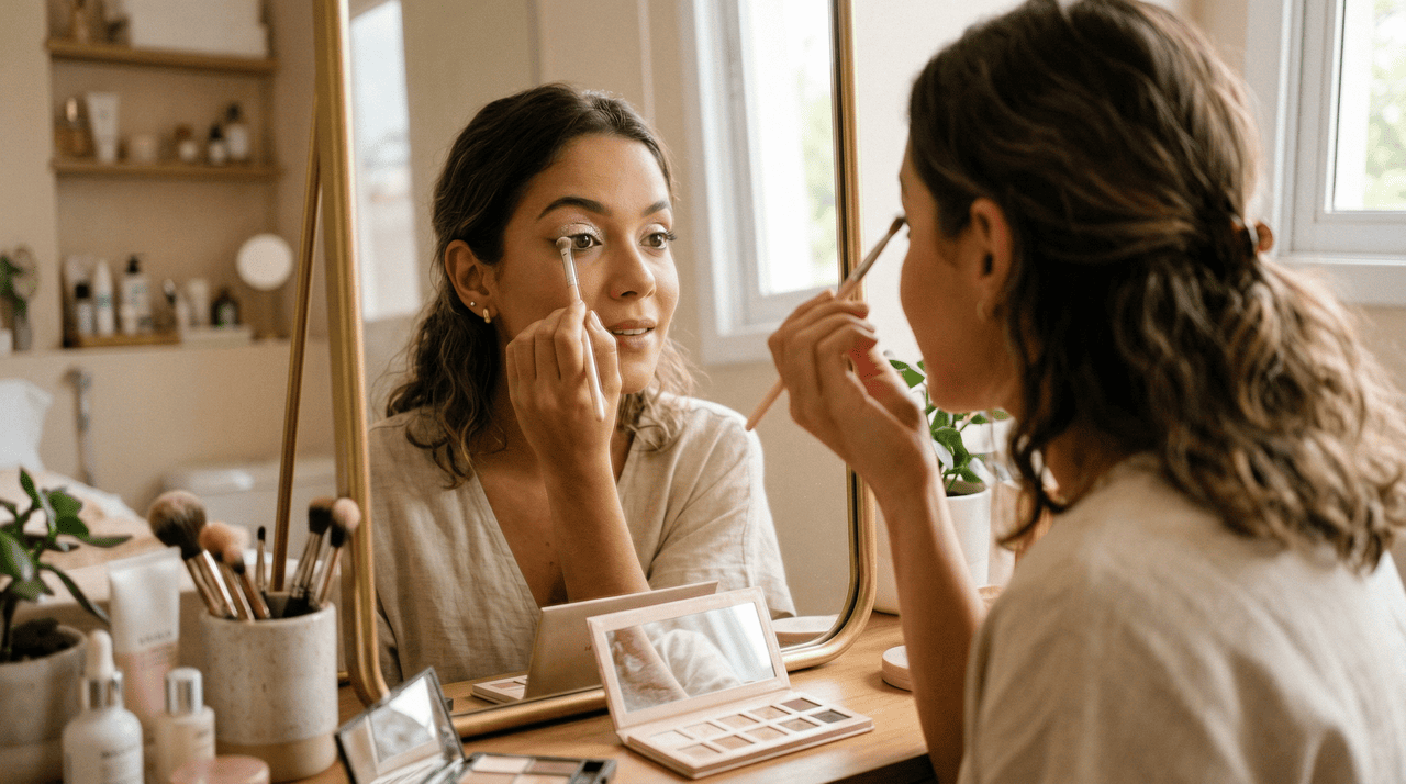 A ilusão de olho mais aberto depende de contraste suave e luminosidade em pontos específicos, como côncavo, pálpebra móvel e canto interno