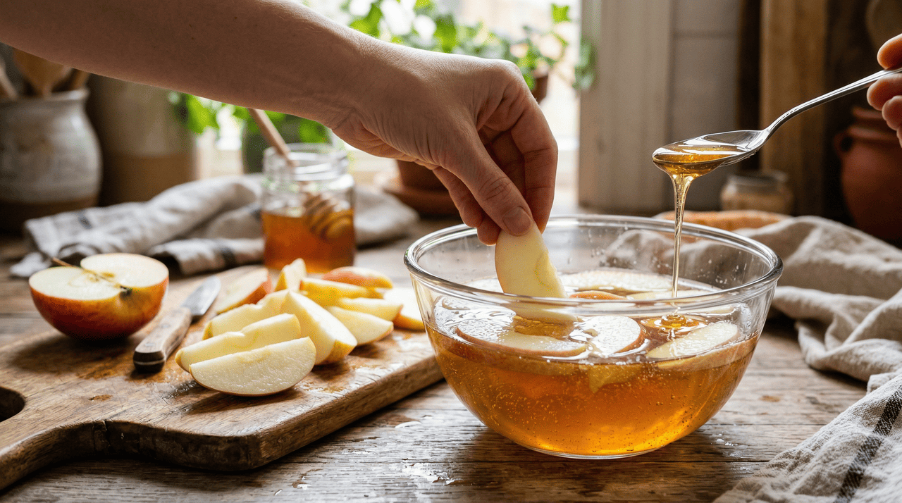 Um truque japonês para evitar que "maçãs" cortadas escureçam sem usar sal