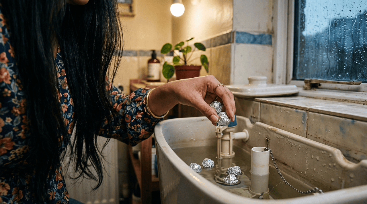 O papel alumínio, quando amassado em formato de bolinha, se torna levemente abrasivo, com pequenas bordas irregulares que ajudam a soltar resíduos,