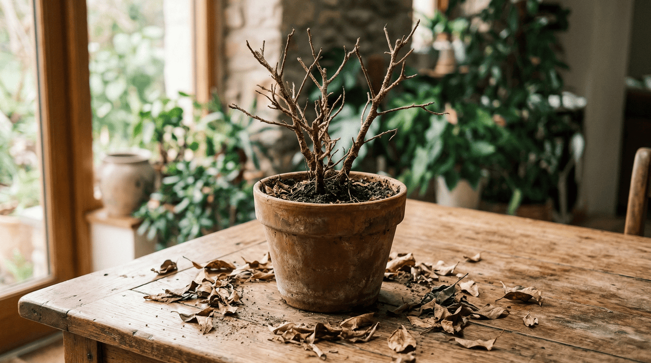 Em espécies caducas, como muitas árvores frutíferas, perder as folhas pode ser apenas uma fase de descanso