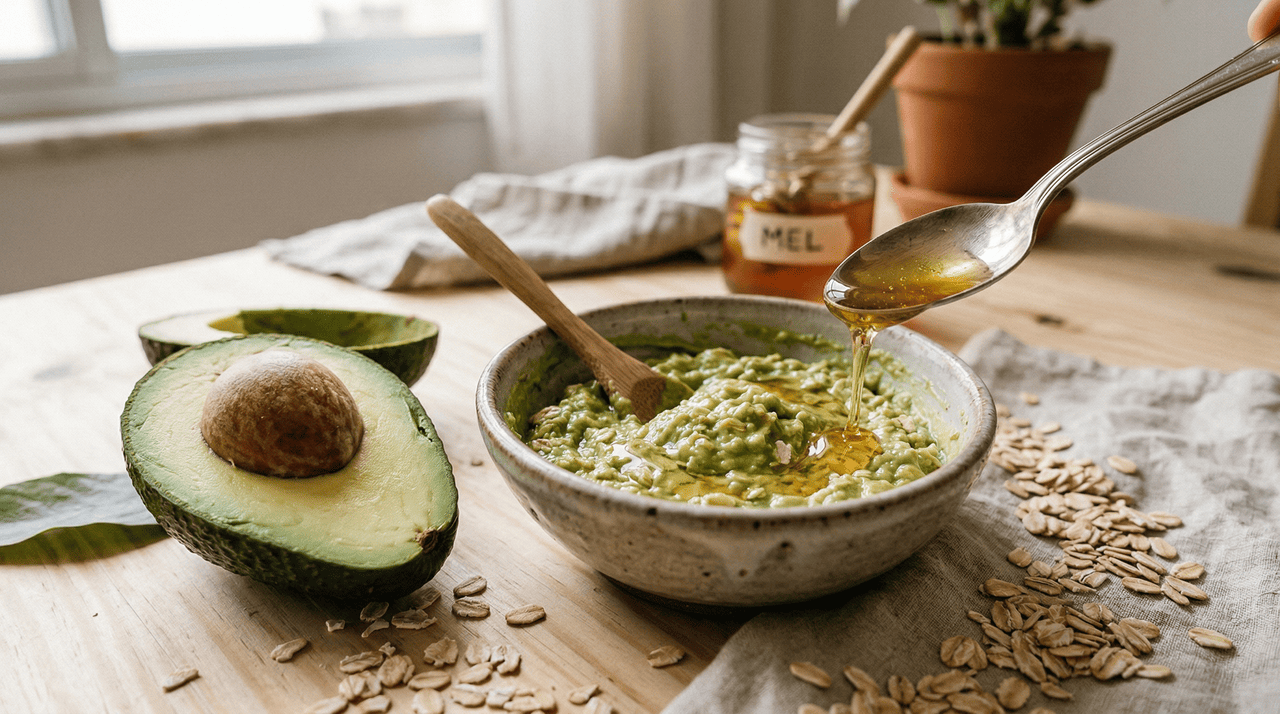 O abacate é rico em ácidos graxos e vitaminas que colaboram para uma aparência mais hidratada e nutrida