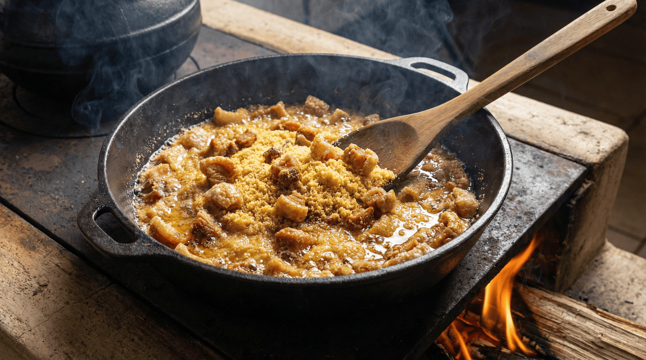 A diferença fundamental entre a farofa caseira das avós e a que a maioria das pessoas faz hoje está na gordura