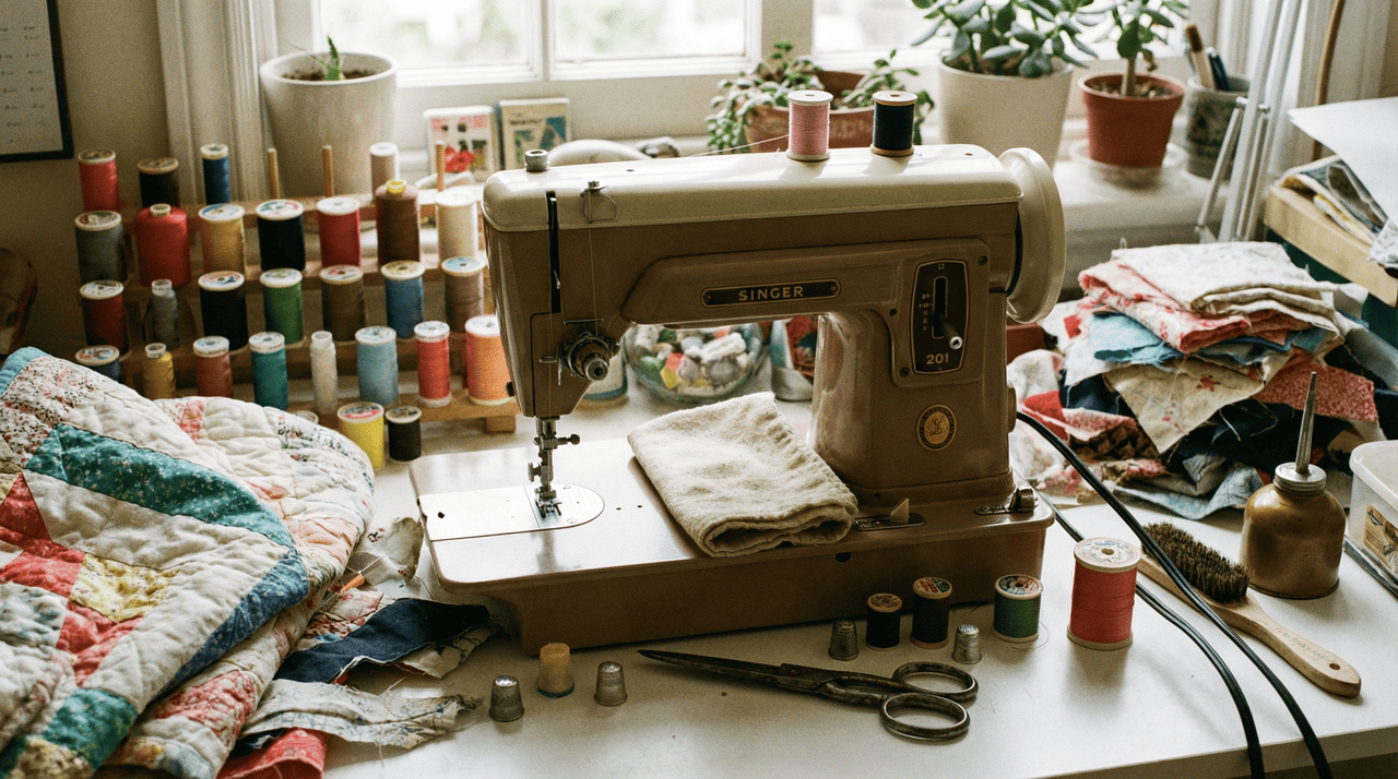 A poeira gerada pelos tecidos e linhas costuma se alojar nas engrenagens internas, criando uma camada abrasiva que dificulta o movimento natural das peças.