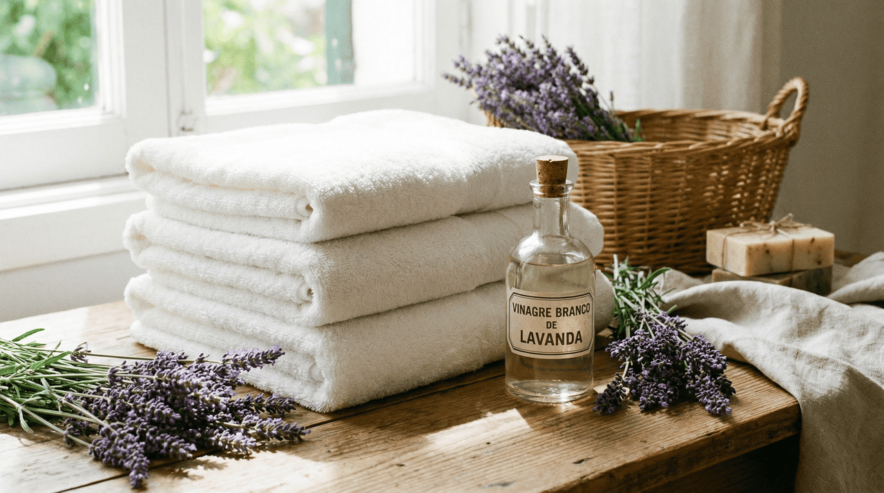 O vinagre de álcool atua como um poderoso agente de limpeza profunda que consegue penetrar nas tramas mais fechadas dos tecidos.