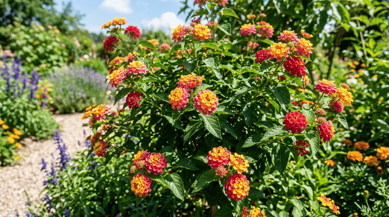 A lantana é um arbusto tropical com flores pequenas agrupadas em cachos arredondados