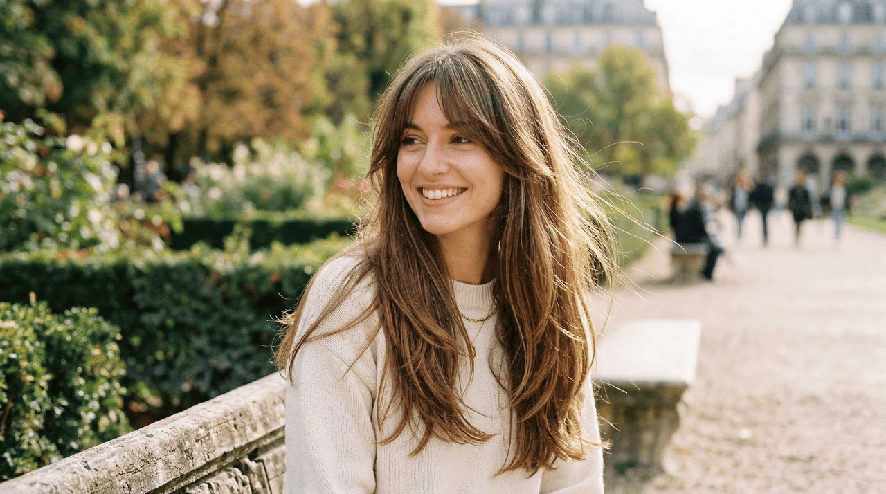 O corte à francesa em versão longa mantém o comprimento entre abaixo dos ombros e altura do busto, com camadas suaves concentradas na parte frontal