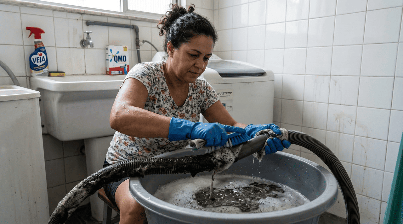 O surgimento de pequenas manchas pretas nas roupas após o ciclo de lavagem é um sinal claro de que algo está errado no escoamento.
