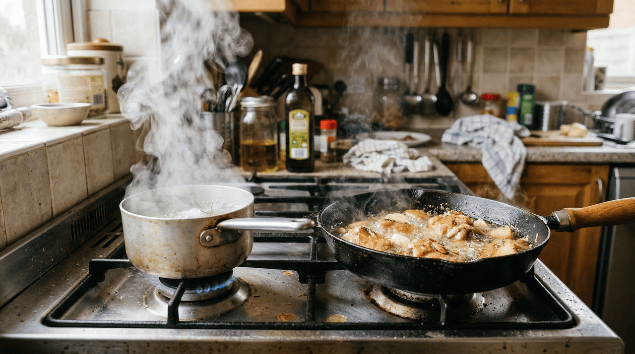 Se a fritura já aconteceu e o odor já se instalou nos azulejos, nas cortinas e no ambiente como um todo, o vinagre branco ainda é a melhor solução, porém com uma aplicação diferente