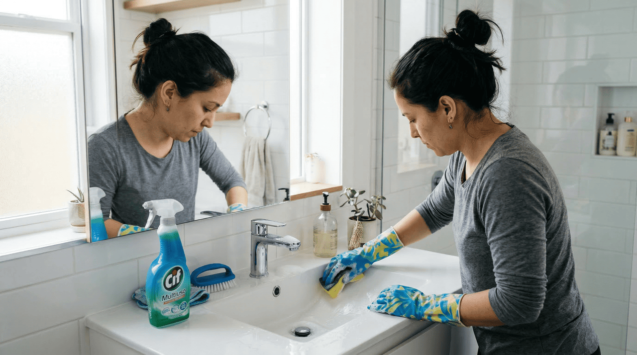 Antes de iniciar a limpeza do banheiro, é essencial separar os produtos e utensílios adequados e mantê-los em um kit exclusivo para essa área.