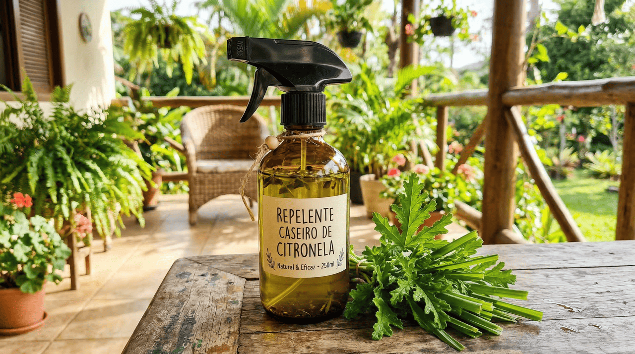 A citronela é uma planta herbácea de aroma marcante, bastante usada em velas, sprays e loções repelentes.