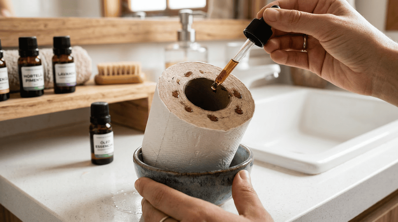 A escolha do aroma é pessoal, mas alguns óleos essenciais são especialmente eficazes para banheiros