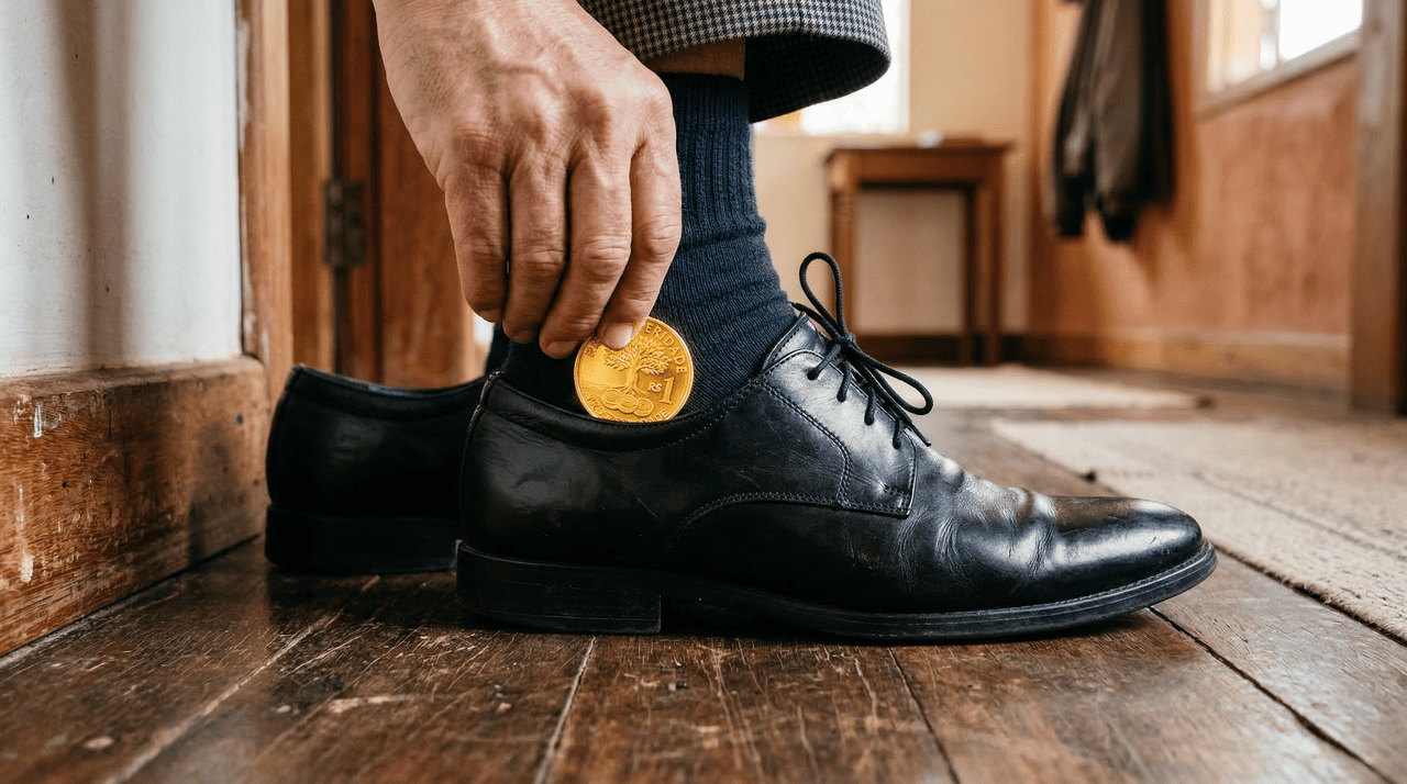 Não há registro único sobre o surgimento da simpatia da moeda no sapato, mas ela dialoga com tradições antigas que usam objetos metálicos como proteção e símbolo de riqueza