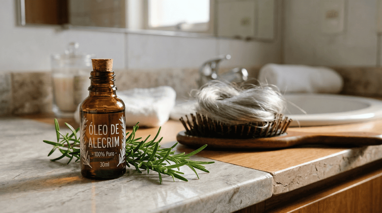 O uso do óleo de alecrim para cabelo branco é fundamental porque os fios grisalhos possuem necessidades específicas