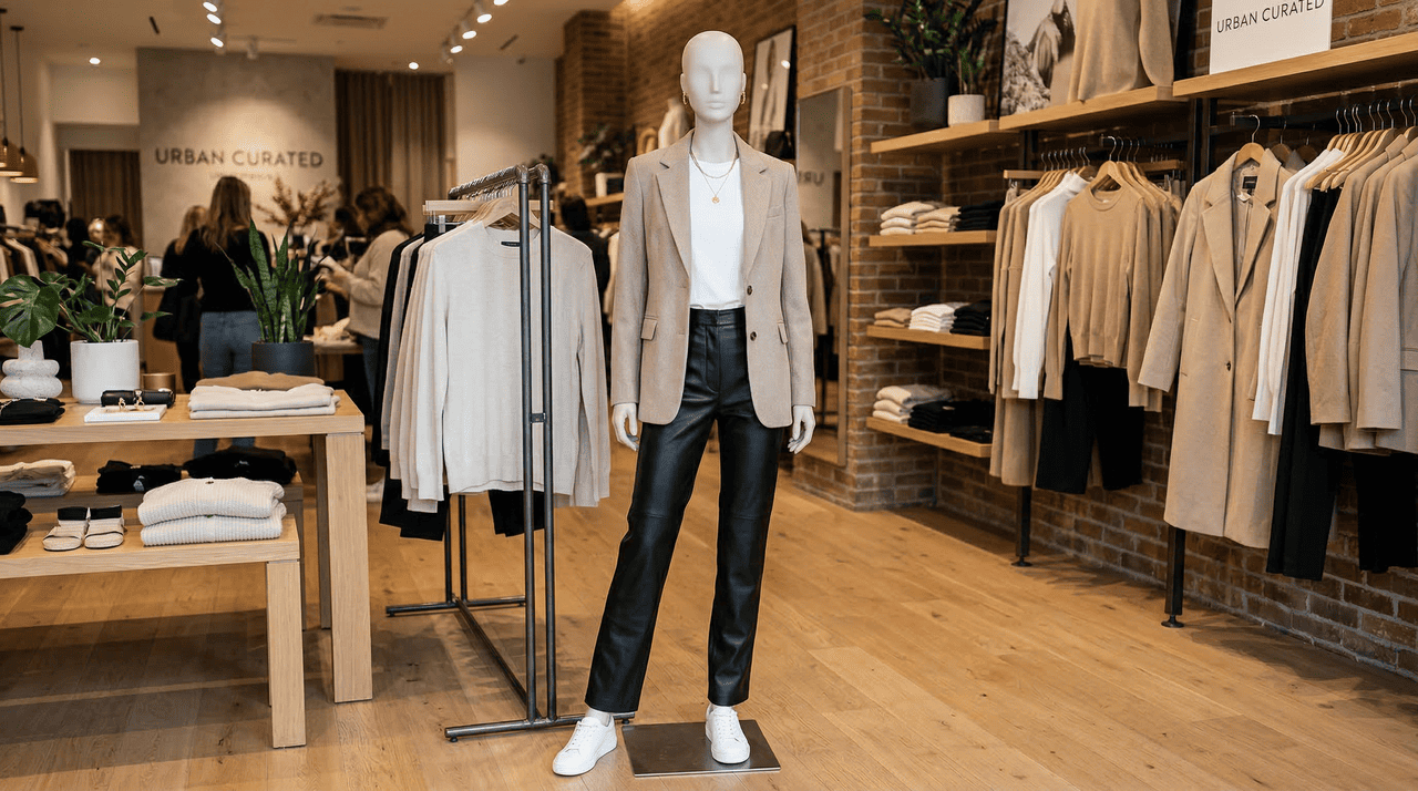 Em 2026, o termo look com calça de couro abrange o couro tradicional e materiais alternativos de boa qualidade, com brilho e textura que imitam o original.