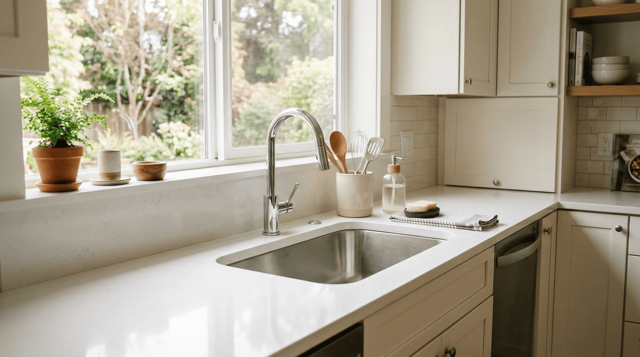 Experimentei o truque do "dominó" para organizar minha cozinha e o usaria novamente