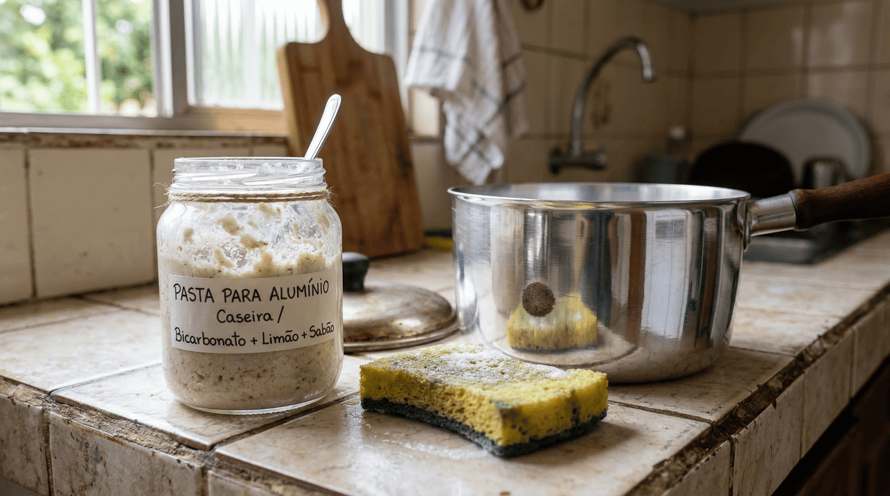 A pasta de brilho para alumínio é um limpador pastoso voltado para polir e recuperar o aspecto de panelas, assadeiras e outros itens metálicos, especialmente os de alumínio