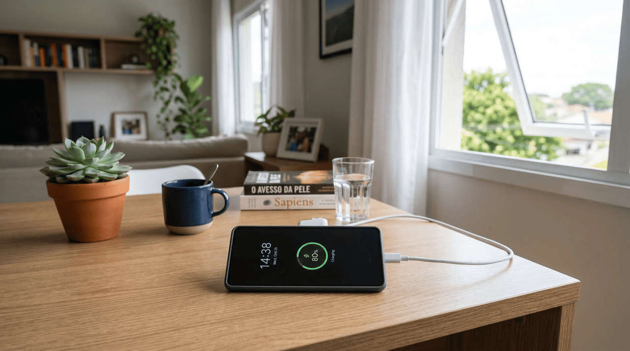 As baterias modernas são compostas por íons de lítio, um material que prefere operar em estados de carga intermediários para evitar o estresse químico excessivo.